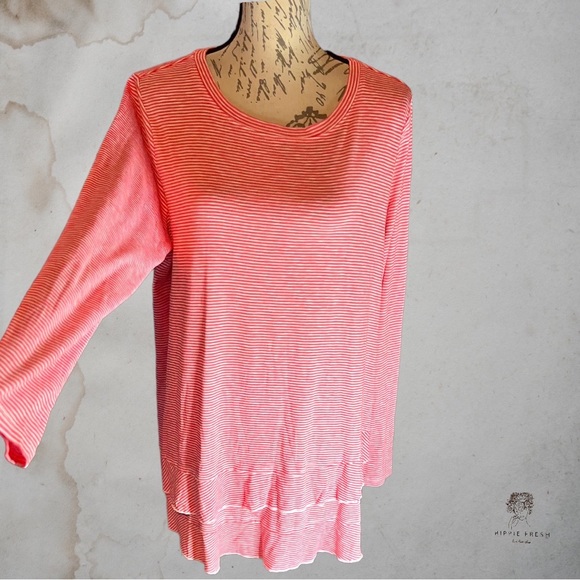 Soft Surroundings Women's 100% Pima Red & White Ruffle Hem Tunic Top L N… - Picture 11 of 11